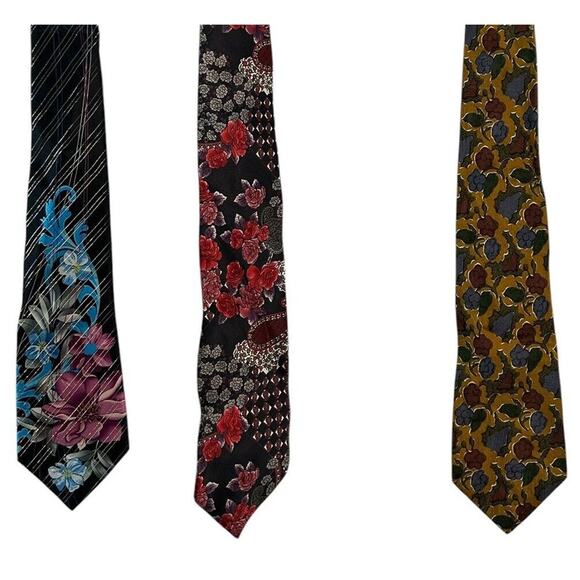 Geoffrey Bean Steven Land Liberty Silk Ties Men’s Neckties Floral NWOT Flowers - Picture 1 of 8
